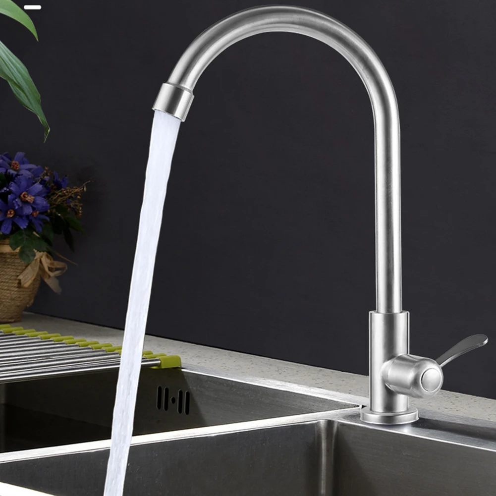 

Stainless Steel Kitchen Faucet Water Purifier 360 Degree Rotate Single Lever Hole Cold Water Sink Tap Kitchen Water Tap Nozzle