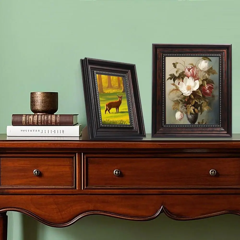Vintage Black Rustic Resin Photo Frame - 6 Inch Desktop Ornament Display