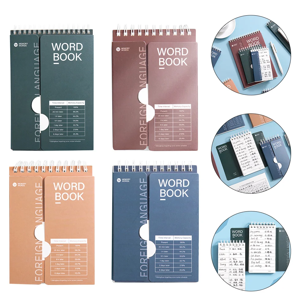 

Planner Word Book Study Memo Note English Writing Notepad Books Students Words with Barrier Stationery Spiral Notepads