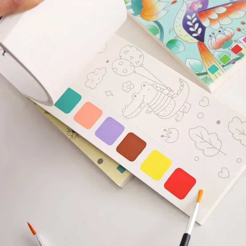 20 Sheets Portable Children Watercolor Painting Book Paint with Water Kids Gouache Graffiti Picture Coloring Drawing Toys Gifts 4