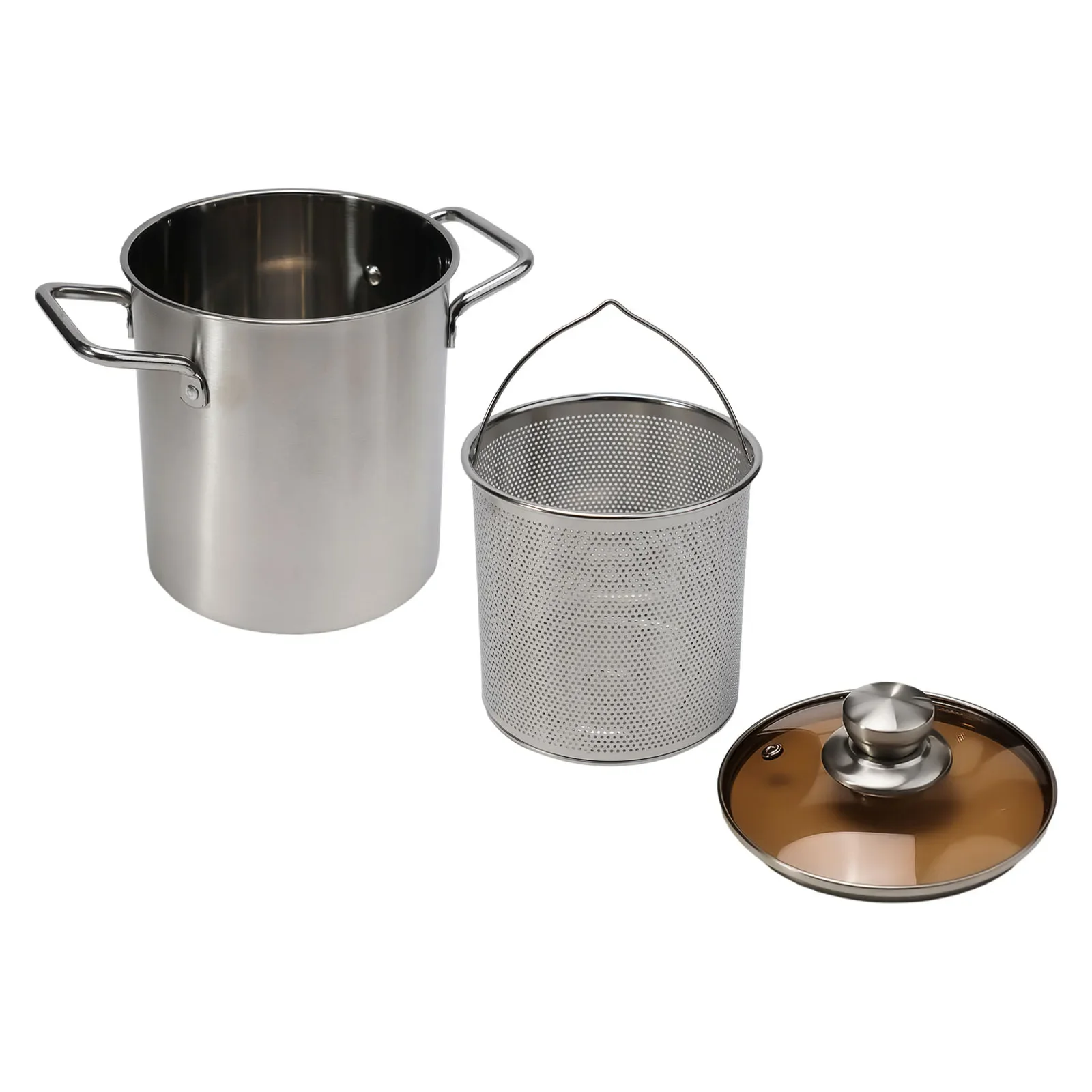 1Pc Silver Stainless Steel Frying Pot With Basket Multipurpose Deep Frying Pot Milk Pot Soup Pot Kitchen Supplies Cooker 1Pc Silver Stainless Steel Frying Pot With Basket Multipurpose Deep Frying Pot Milk Pot Soup Pot Kitchen Supplies Cooker