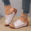 Mix Color Med Heels Slippers Women 2025 Summer Pu Leather Thick Platform Sandals Woman Lightweight Open Toe Non-Slip Flip Flops 5