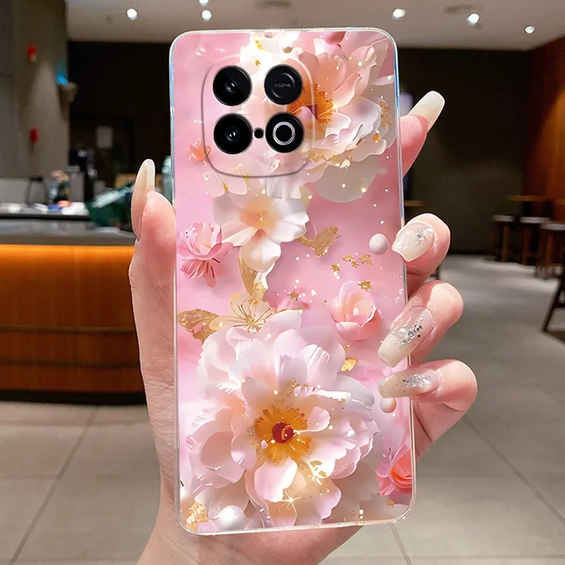 Clear Fashion Butterfly Flower Soft TPU Silicone Phone Cover