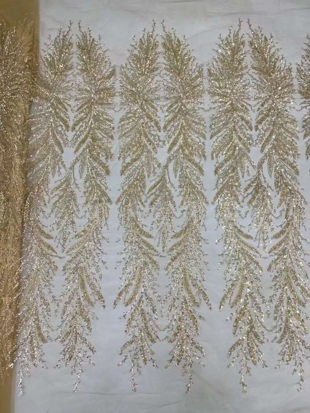 

High quality wedding Dress fabric ,Beaded French tulle, Beads embroidery Nigeria lace Swiss yarn,African Fabric, Weddings