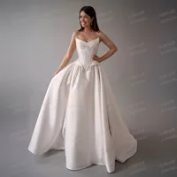 Exquisite Beading Wedding Dresses 2025 A Line Woman's  Sleeveless Bride Gowns Sweep Train Formal Backless Vestidos Customized 1