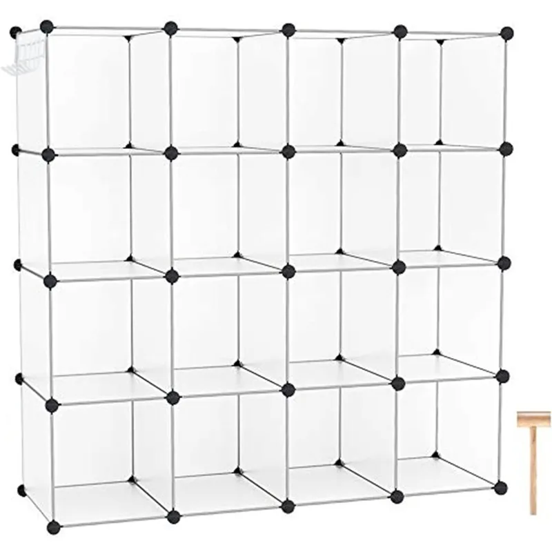 C&AHOME Cube Storage Organizer, 16-Cube Shelves Units, Closet Cabinet, DIY  Plastic Modular Book Shelf, Ideal for Bedroom, Living Room, Office, 48.4 L