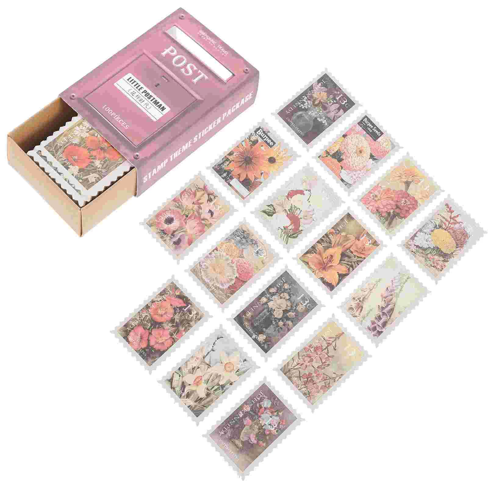 Vintage Postage Stamp Stickers Decorative Aesthetic Sticker Scrapbooking Bullet Journaling Junk Journal Planners Travel 12pcs pack retro plants and animals sticker diy craft scrapbooking album junk journal decorative stickers