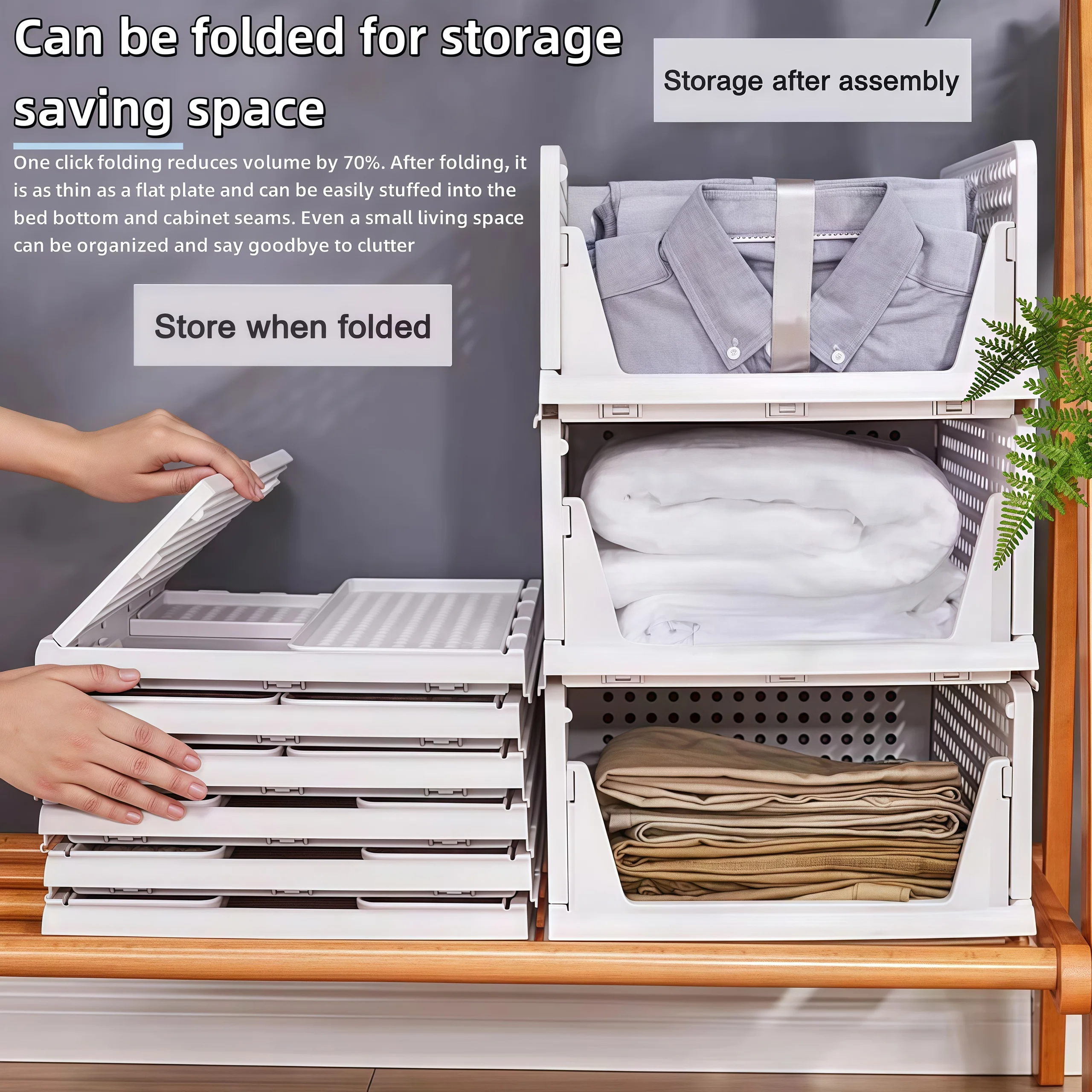 Foldable Drawer Organizer Box，Home Stackable Clothes and Underwear Storage Box，apply To Wardrobe Cupboard Kitchen BathroomOffice - 4