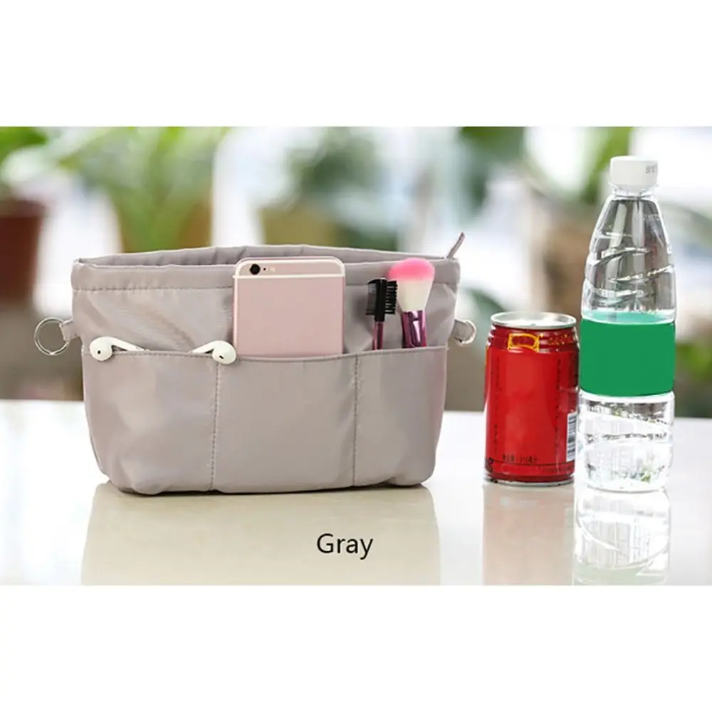 1Pcs New Storage Bags Insert Cosmetic Bag Felt with Zipped Top Linner Bag Portable Multi-Pocket Women Handbag Organizer Purse