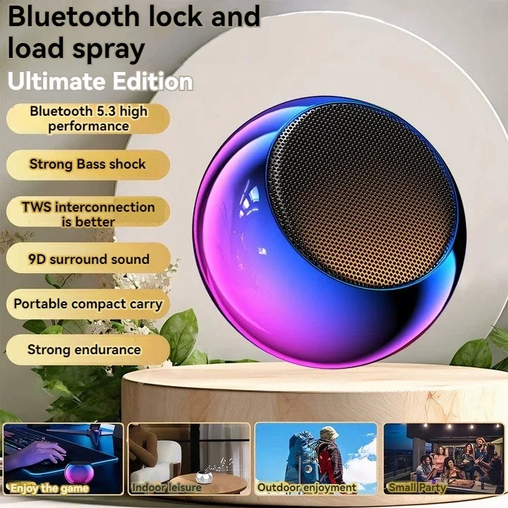 Portable Wireless Bluetooth Speaker New Steel Gun Metal Heavy Subwoofer Outdoor Mini Bluetooth Small Speaker for Home Office 2