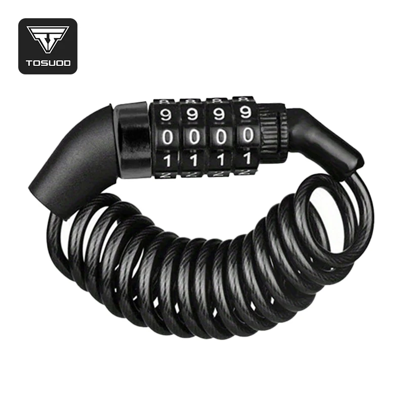 Lucchetto per Bicicletta TOSUOD a 4 Cifre, Catena di Sicurezza in Acciaio con Codice Password Antifurto, Accessori per Biciclette