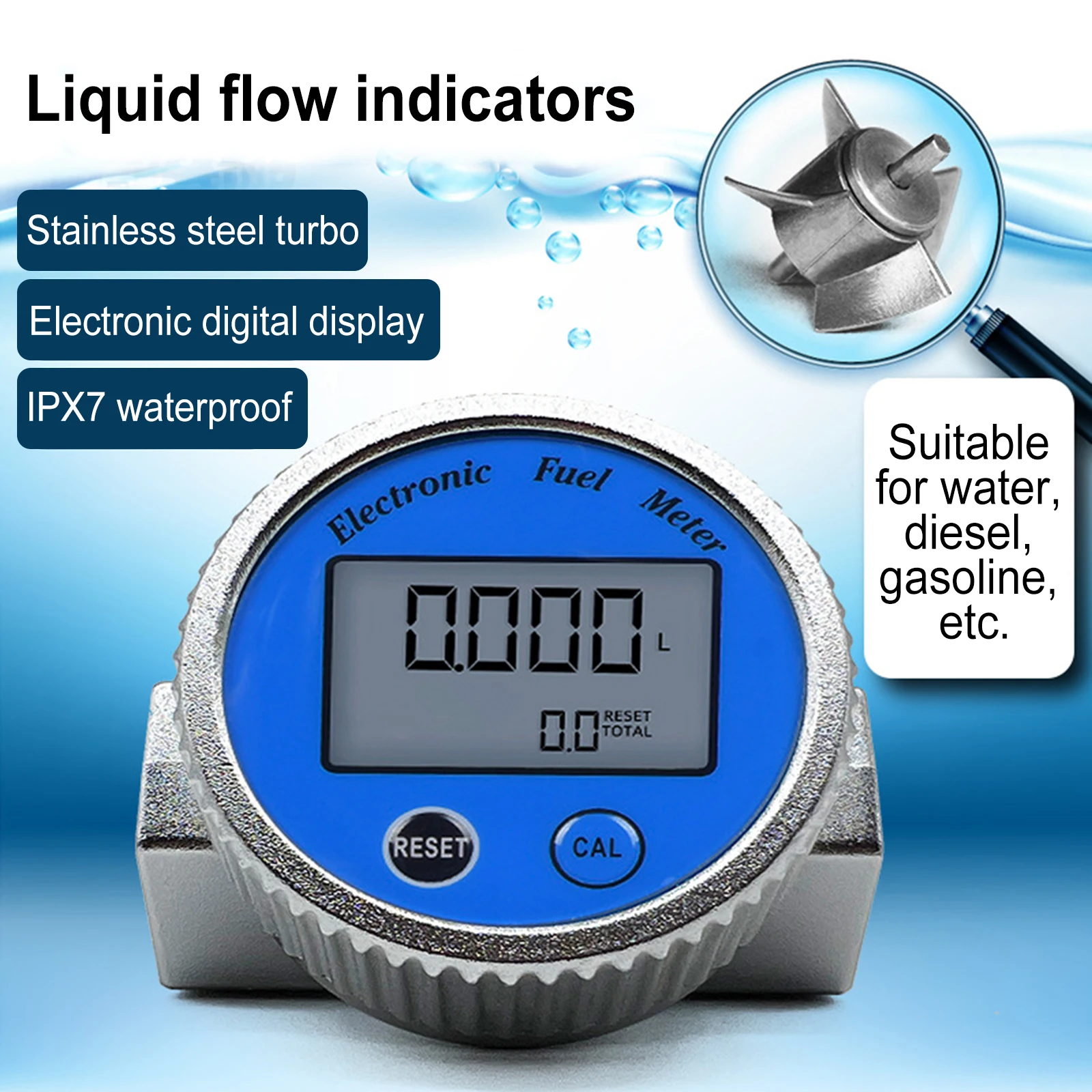 DN 20MM 25MM Flow Meter High Precision Electronic Turbine Flowmeter Methanol Diesel Digital Fuel Gauge Oil Turbine Flow Meter Flow Meter Turbine Flow Meter Digital Turbine Flow Meter
