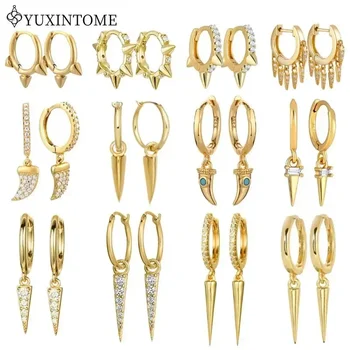 925 Sterling Silver Ear Buckle Punk Fringed Rainbow CZ Hoop Earrings Fashion Gold Silver Color Minimalist Jewelry For Women Gift