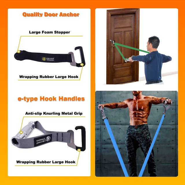 96cm Resistance Band Exercise Bar e-type Hook Door Anchor Handles for Long Elastic Bands Home Squat Deadlift Workout Equipment 4