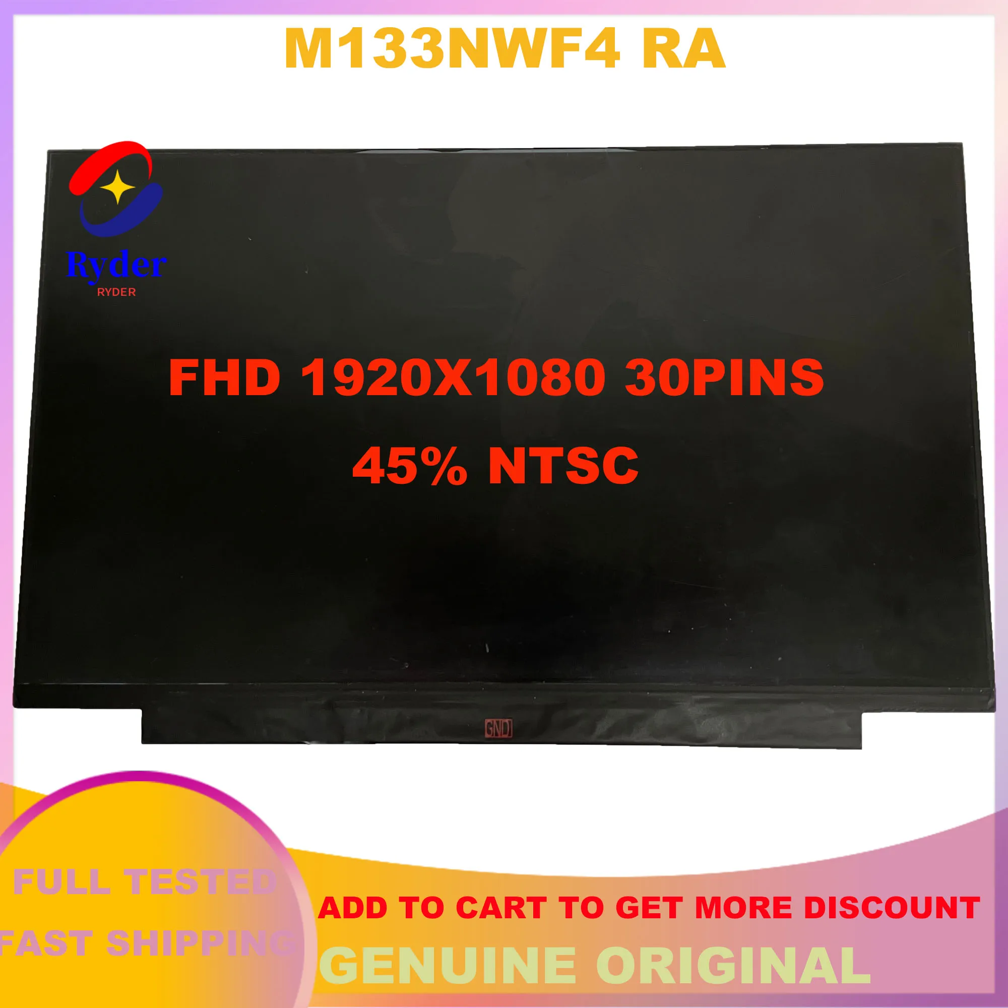 

ЖК-экран для ноутбука 13,3 дюйма M133NWF4 RA панель IPS 45% NTSC FHD 1920*1080 30 контактов EDP 60 Гц P/N SD10M34136 FRU 02DA371