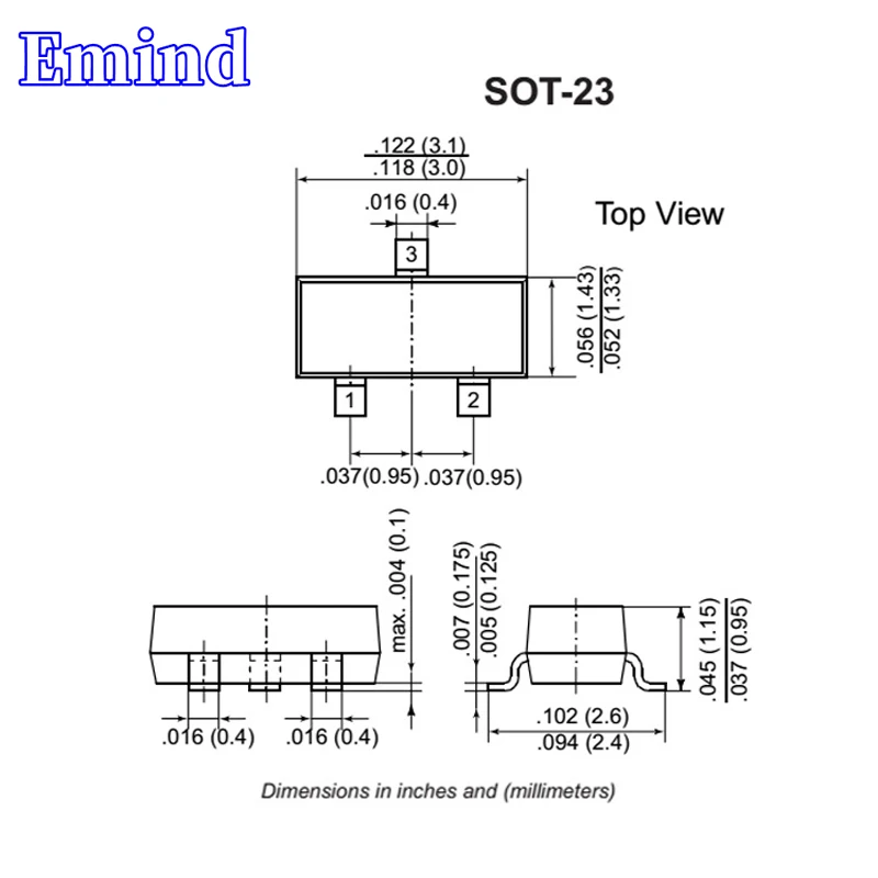 Empreinte de transistor MMBTA94 SMD, SOT-23, sérigraphie, type 4D PNP, amplificateur bipolaire, 100 V, 200mA, 400 pièces