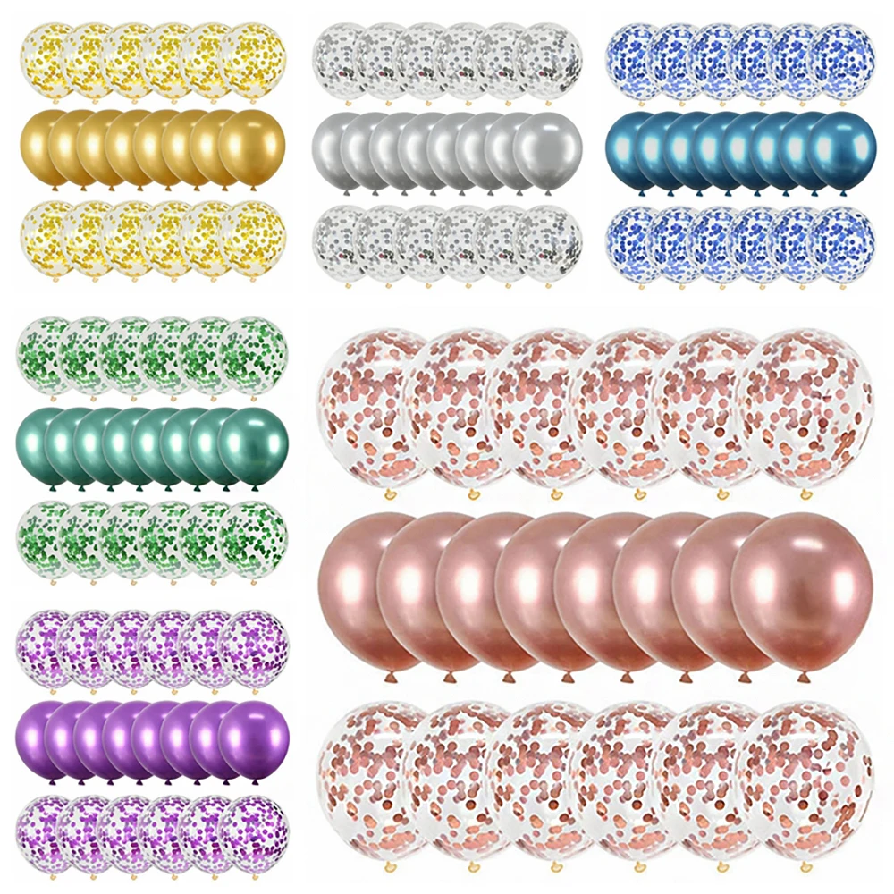 

20pcs Confetti Metallic Chorme Balloons Macaroon Latex Ballon Anniversary Wedding Birthday Party Decors Adult Baby Shower Globos