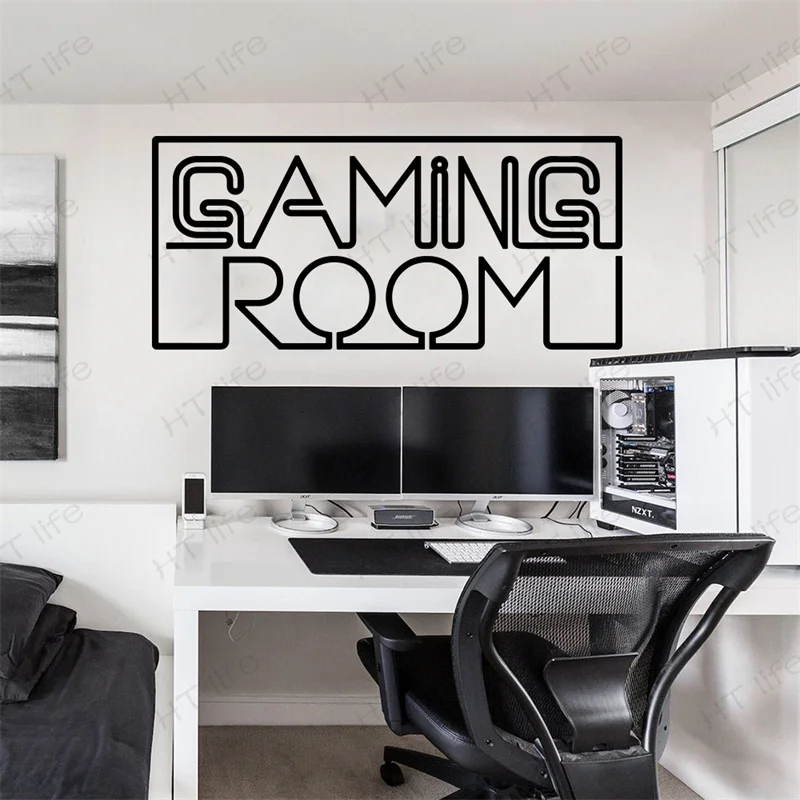 

Cartoon Playroom Gaming Room Neon Style Wall Sticker Gameroom Video Game Zone Wall Decal Kids Room Vinyl Home Decor