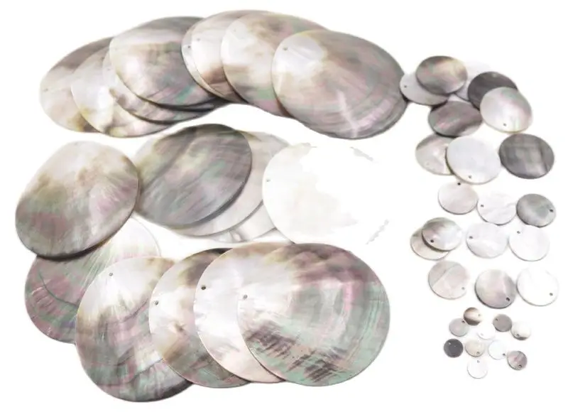 

10 PCS 3cm 4cm 5cm 6cm 7cm Round Coin Shell Top Hole Natural Black Mother of Pearl Choose Size