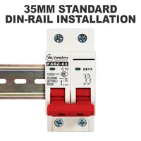 Disjoncteur solaire pour système photovoltaïque, MCB long, interrupteur de batterie sur rail DIN, 2P, DC 1000V, Snap10A, 20A, 25A, 32A, 40A, 50A, 63A, DC1000V 3