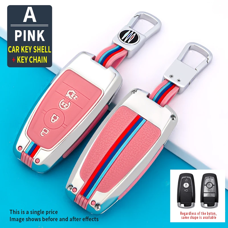 

Zinc Alloy Car Key Case Cover For Ford Fusion Mondeo Mustang Edge Expedition EXplorer F-150 F-250 F-350 2018 2019