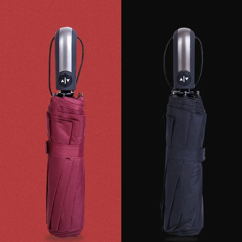 Folding Automatic Wind Resistant Windproof Umbrella Rain For Men Women Black Coating 10K Parasol