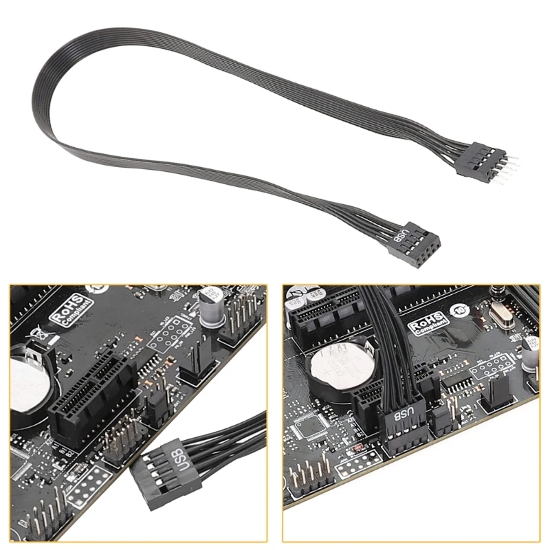 

USB2.0 9-контактный разъем для компьютерной материнской платы, фронтальный 9P Удлинительный кабель, соединение «штырь-гнездо», плоский кабель (20 см/30 см/50 см)