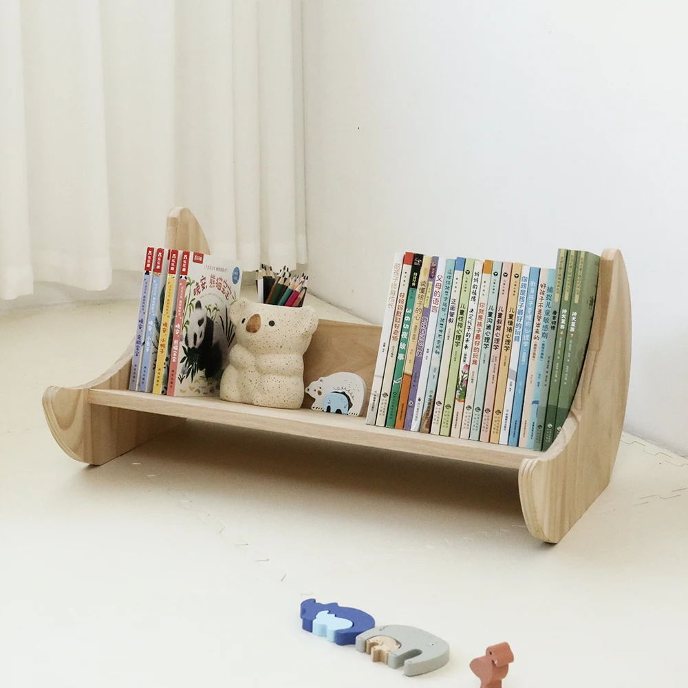 Solid wood children's small bookshelf floor baby cartoon picture book shelf animal shape kindergarten desktop storage