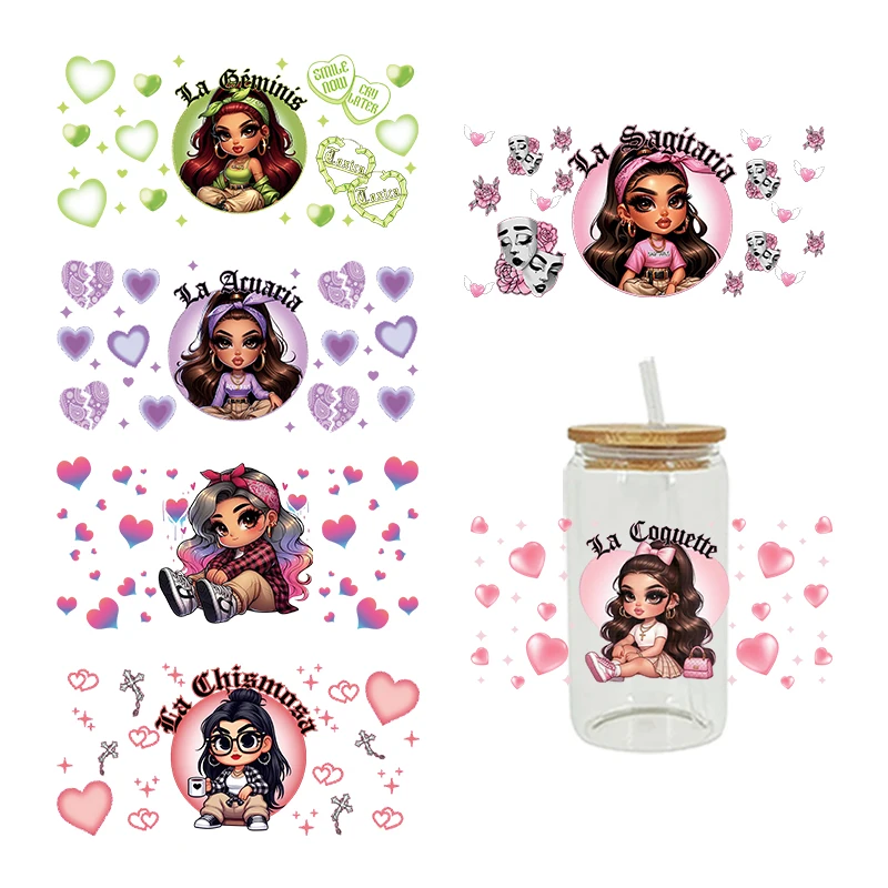 UV DTF Transfer Sticker Little Girl For The 16oz Libbey Glasses Wraps Bottles Cup Can DIY Waterproof Decals D17140