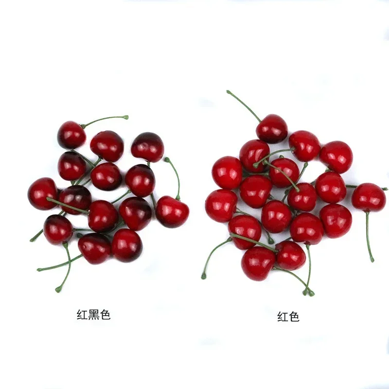 Artificial Fruits and Vegetables 50Pcs Pack Artificial Lifelike Simulation Small Red Black Cherries Fake Fruit Model Home House Kitchen Party Decoration Desk