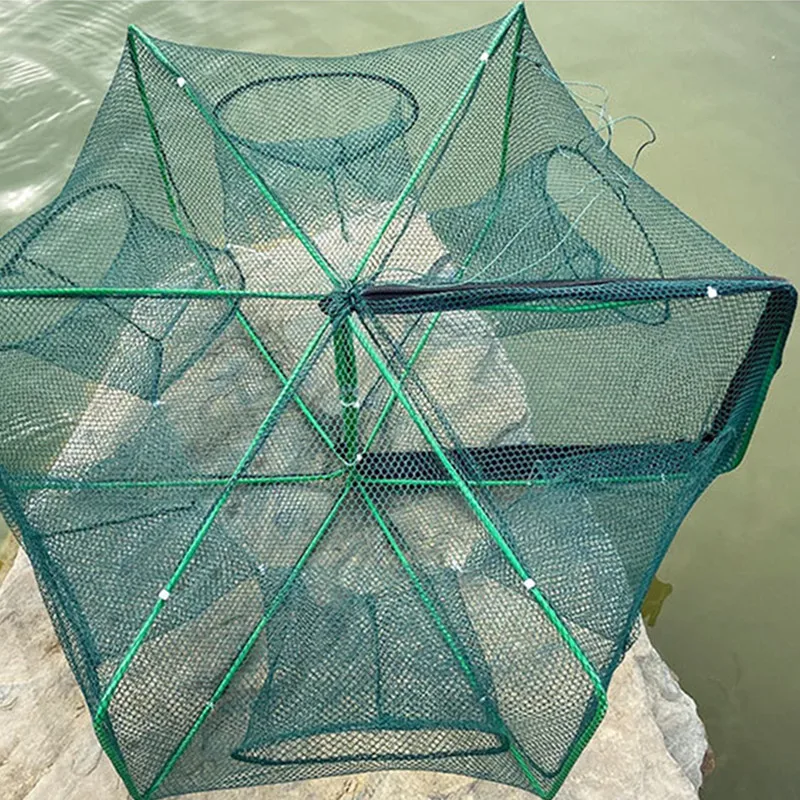 Fishing Traps 6/8/10 Holes Mesh Portable Folding Crayfish Catcher Casting Fish Crab Crayfish Shrimp Smelt Eels Traps