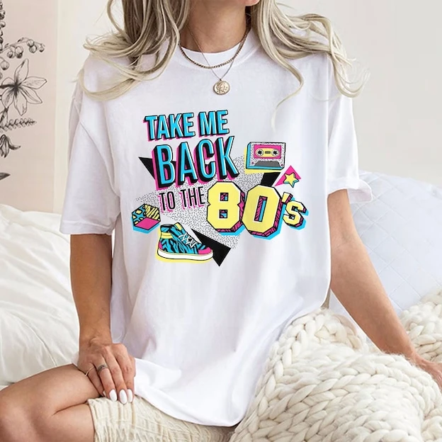 

Футболка Take Me Back To The 80s, футболка Born in 80s, ретро Винтажная футболка в винтажном стиле, одежда для музыкальной вечеринки, одежда для дня рождения