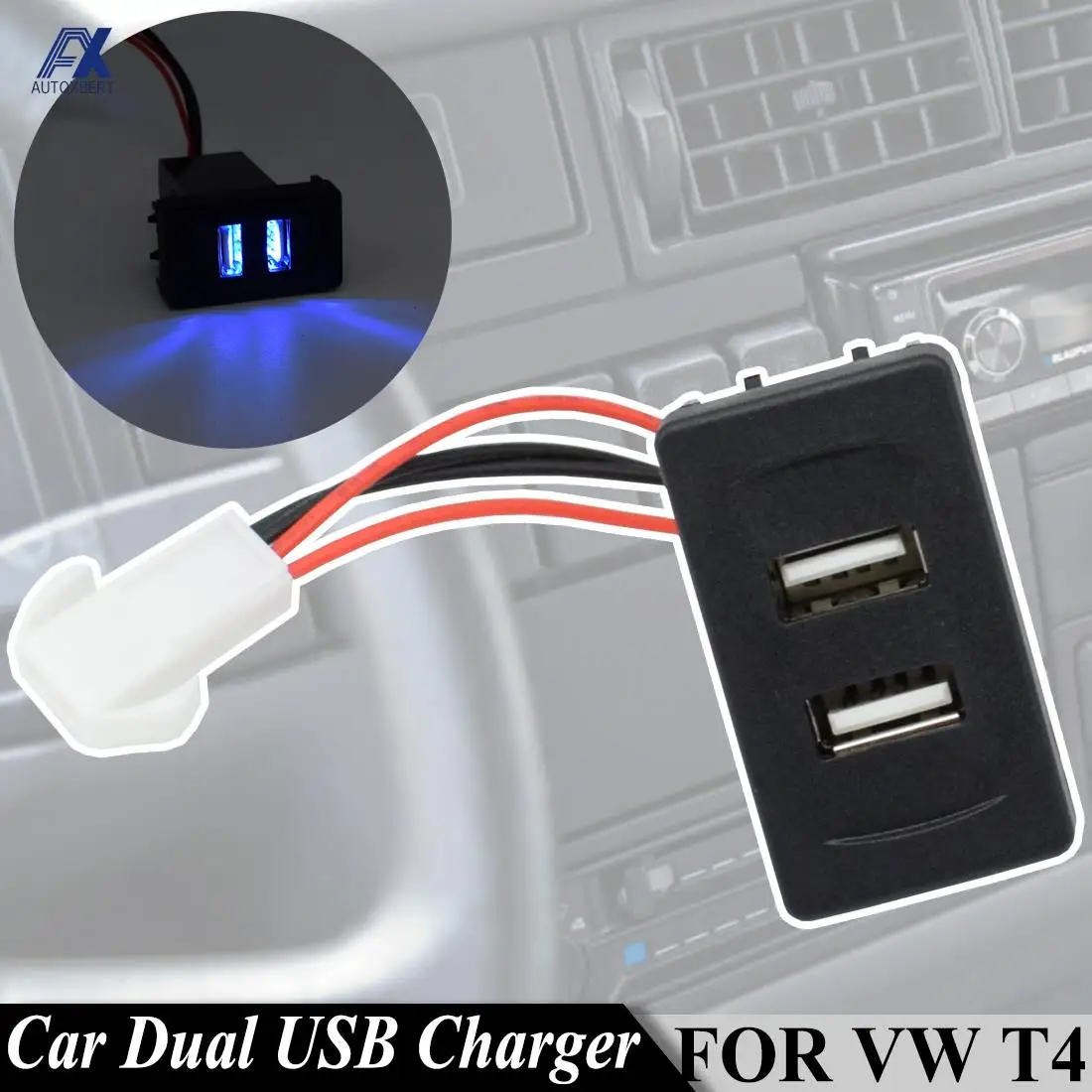 Auto Dual Usb Charger Veicolo Inverter Power Light 5V 2.1A 2 Porte Smartphone Per Volkswagen Transporter T4 Accessori Auto