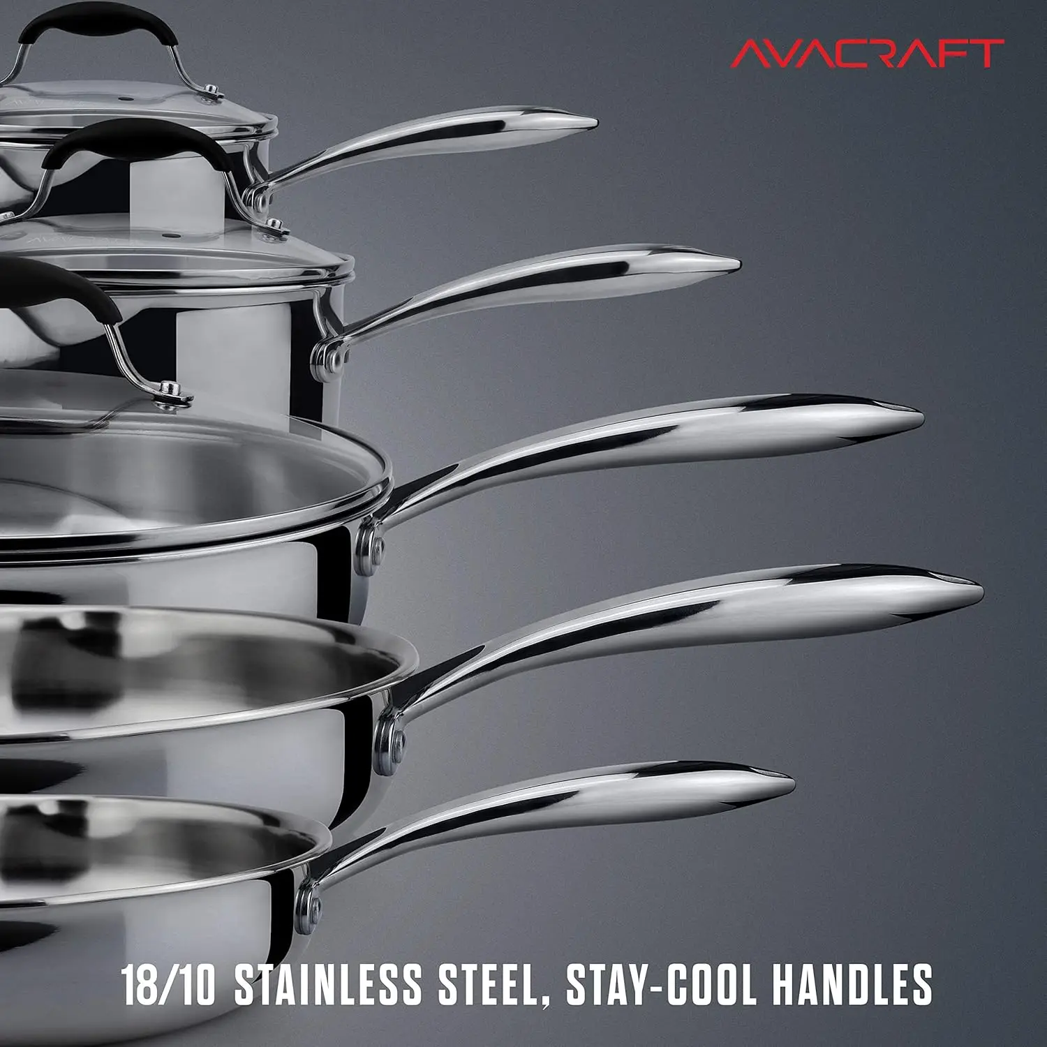 18/10 Stainless Steel Cookware Set, Premium Pots and Pans Set, Kitchen Essentials for cooking, Multi-Ply Body Stainless