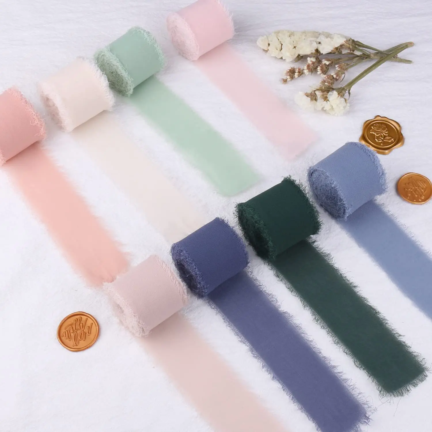 4CM*5M Handmade Frayed Edged satin ribbons For Wedding Invitation Wrapping Bouquets Birthday Party Decor Gifts 1