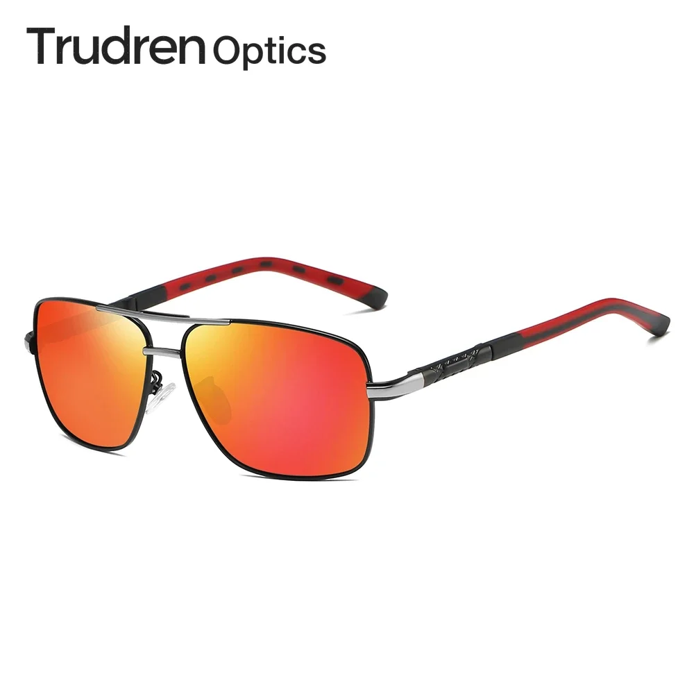 

Trudren Mens Rectangular Sunglasses for Driving Car UV400 Polarized Sun Glasses with Spring Hinge Two Tone Metal Sunglass 1386