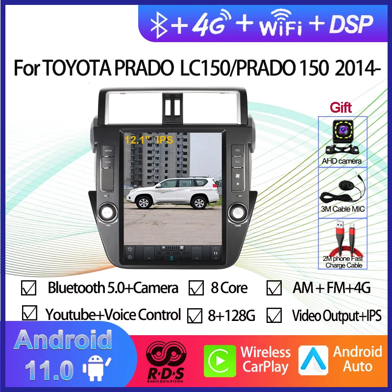 

Android 11 Car GPS Navigation Tesla Style For TOYOTA PRADO/LC150/PRADO 150 2014-2017 Auto Radio Stereo Multimedia Player