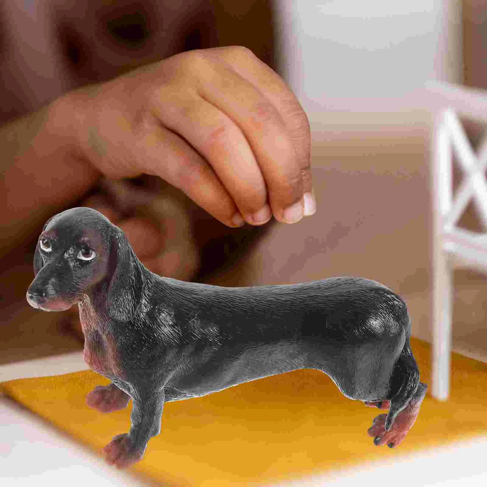 

Dachshund Simulation Animal Model Child Kids Toys Resin Figurine Plastic Dog Sculpture