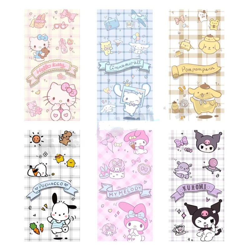 

300 Sheets/Set Cartoon Sanrio Sealing Stickers Ins Cute My Melody Cinnamoroll Hello Kitty Material Decorative Stationery Sticker