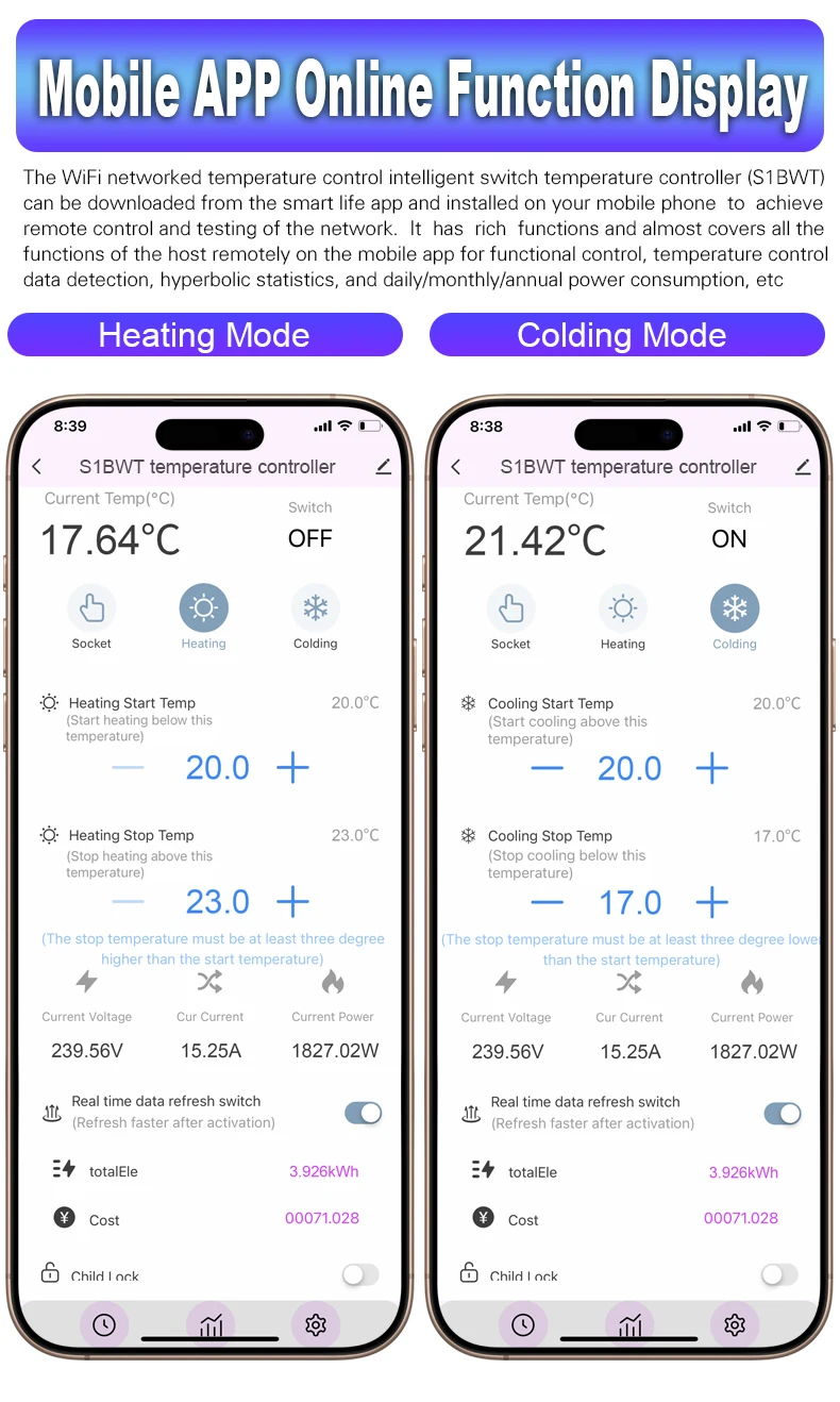 16A Tuya WIFI Smart Thermostat Steckdose Stecker Fernbedienung Temperatur Controller Timer Schalter Kühlung Heizung 3M NTC Sensor – Detail 6