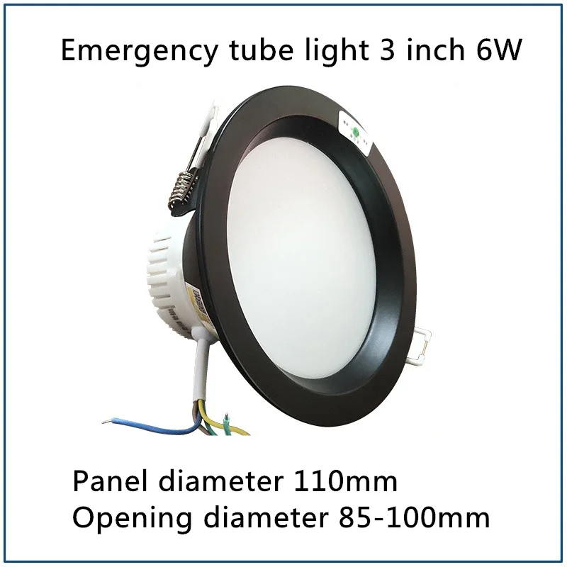 Emergency Down Light Black Panel Fire Tube Lamp Emergency Light Emergency+Constant On (Switch Control) Dual Function AC200-240V