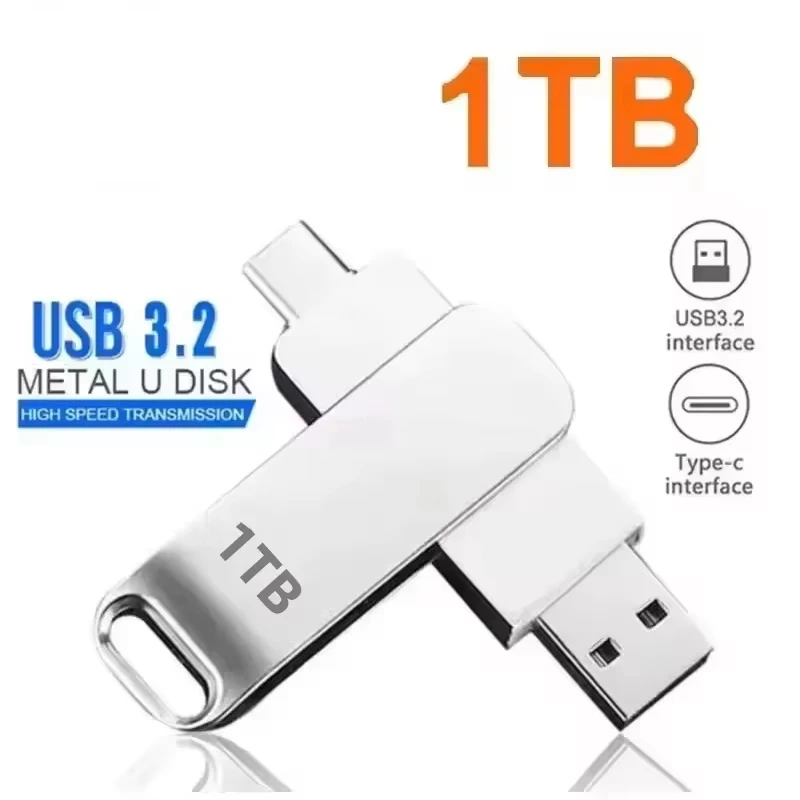 High-Speed USB-C Metal Flash Drive - 1TB to 16TB Capacity