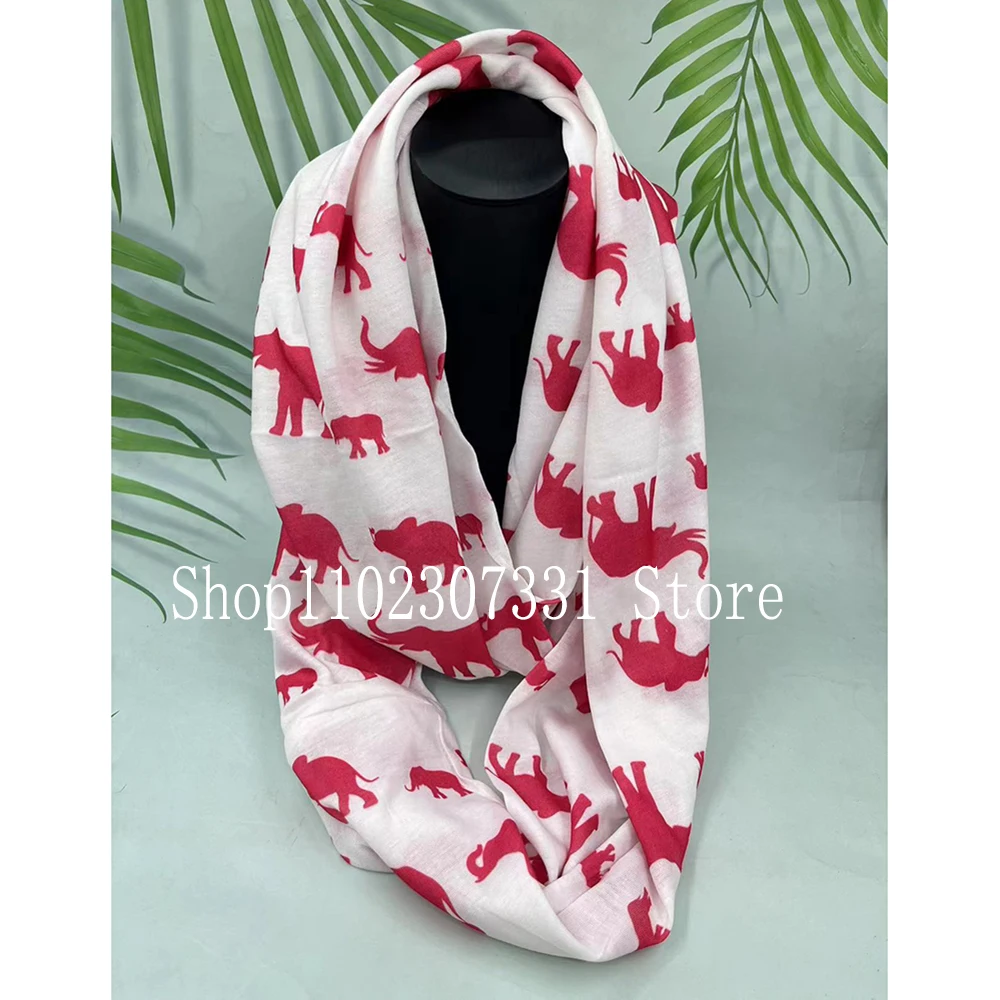 Red elephant infinity white scarf