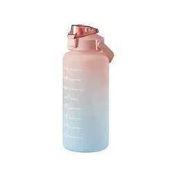 Large Capacity Sports Water Bottle with Straw and Time Marker - 2000ml (Pink 2000ml)