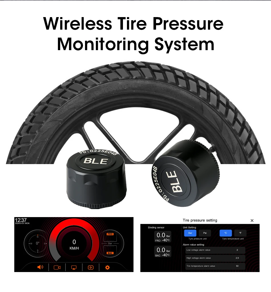 5/7 zoll Motorrad Carplay 1080P DVR Navigation GPS Drahtlose CarPlay Android Auto Wasserdichte Moto Display Monitor IPX7 BT TPMS – Detail 8