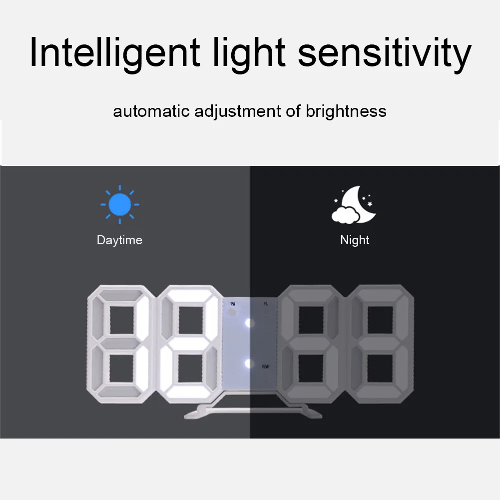 3D LED Digital Wall Clock with Adjustable Brightness Triple Alarm Temperature Display for Home Office Use 4