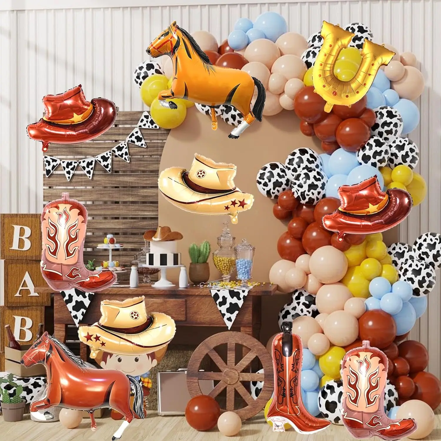 Description Picture 5 of item2pcs Western Cowboy Themed Party Balloons Horse Cowgirl Hat Boot Foil Balloons Kids Rodeo Horse Racing Birthday Party Decoration
