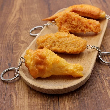 재미있는 프라이드 치킨 다리 치킨 윙 키체인, 창의적인 미니 시뮬레이션 음식 펜던트, 열쇠 고리 포함, 핸드백 지갑 액세서리