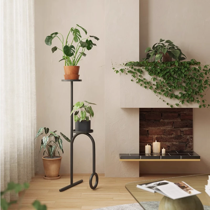 Nordic Multi-Tier Plant Stand Space-Saving Iron Flower Shelf Modern Floor Standing Display Rack for Minimalist Balcony Decor