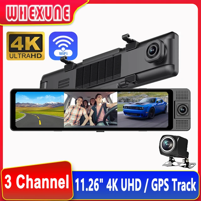 3 Channel 4K Dash Cam, WiFi Dual Dash Camera for Cars, 3 Channel